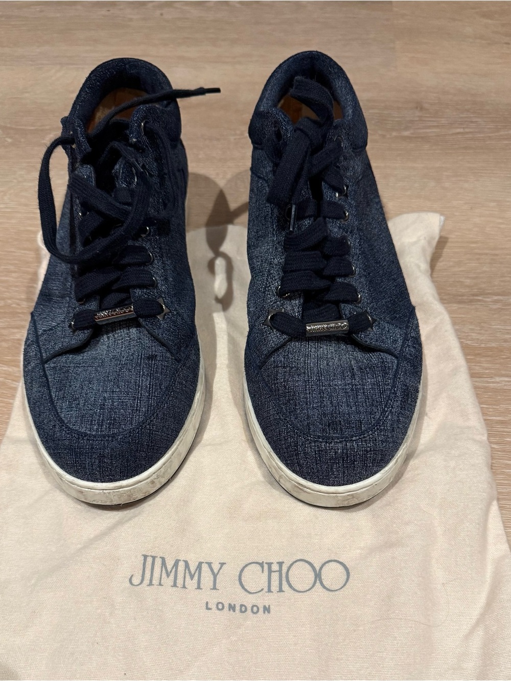 Jimmy Choo Dark Blue Denim Miami Sneakers